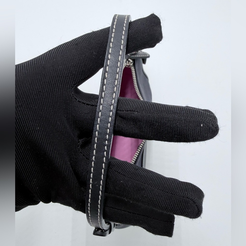 Coach Vintage Black Signature Canvas Shoulder Bag Y2K Pink Interior Style 7769 - Picture 12 of 14
